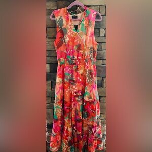 NWT MSK Women’s Floral Sleeveless Dress in Pink and Orange! SZ Large